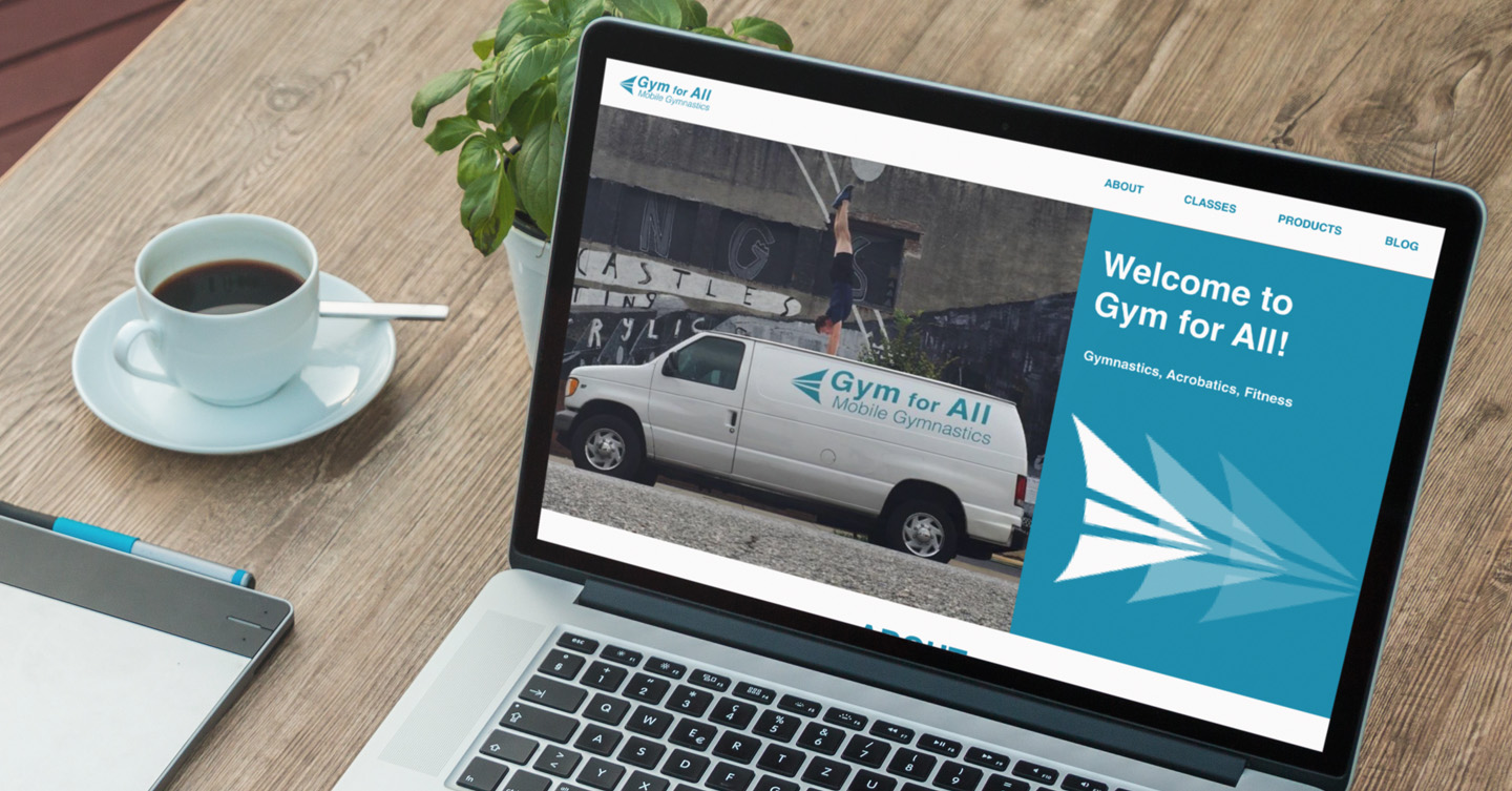 Gym for All website mockup on a laptop