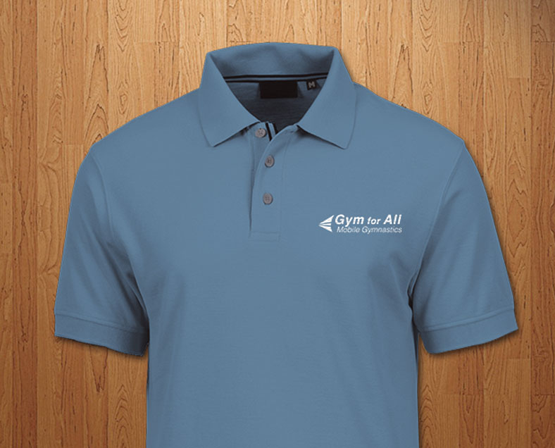 Gym for All logo embroidered on a polo shirt