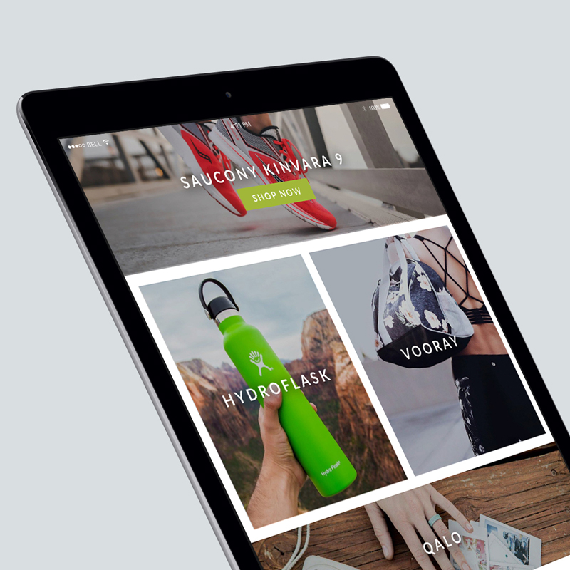 Holabird Sports website mockup on a tablet