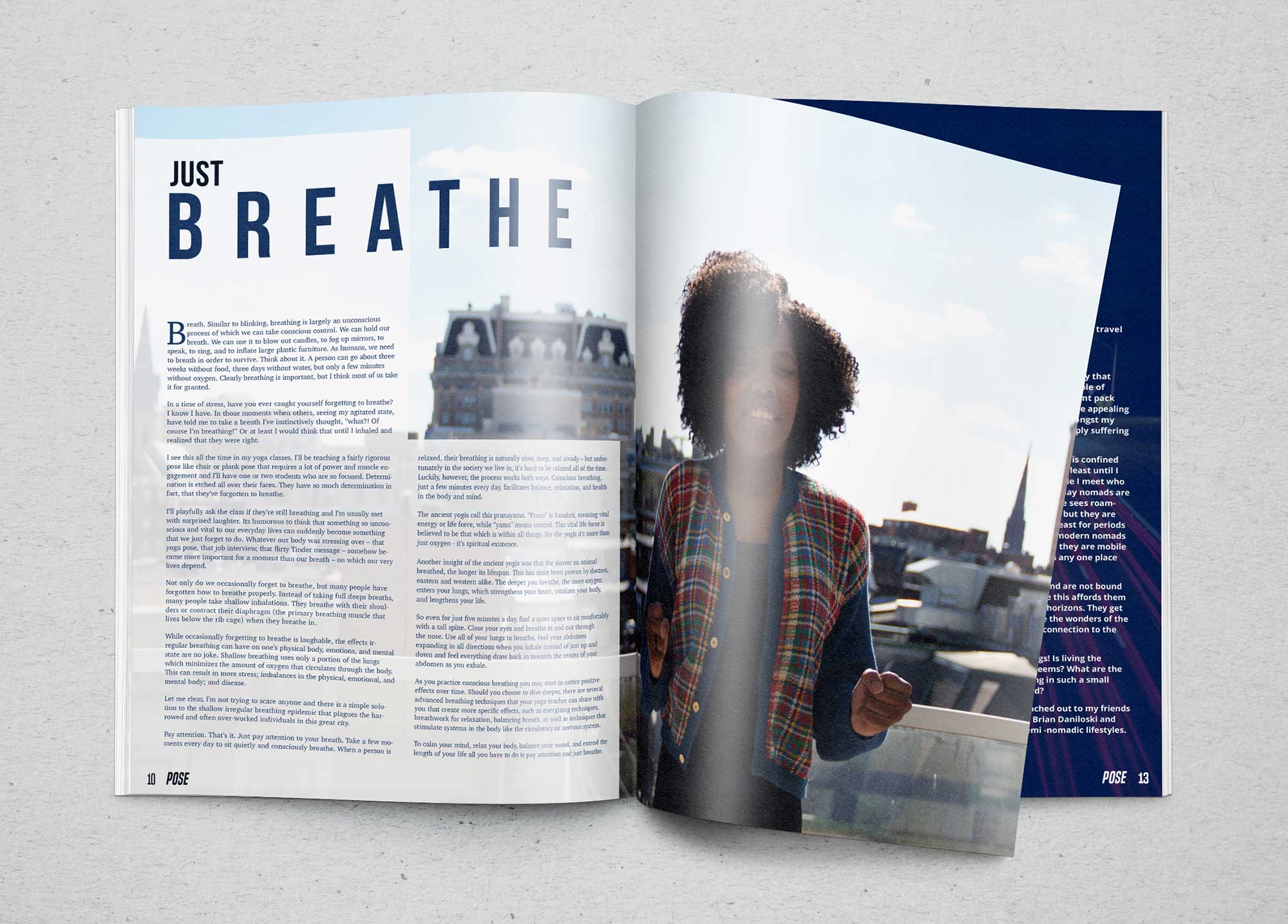 POSE magazine interior spread on breathwork
